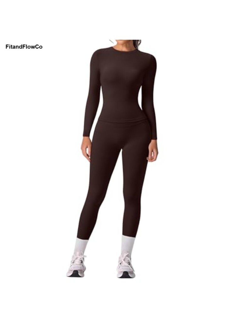 Slim Fit Long Sleeve Workout Top & Hidden Scrunch Leggings Set